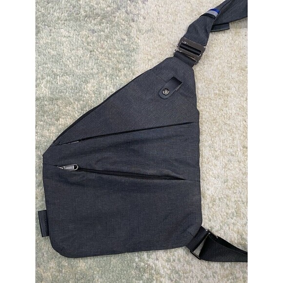 NIID CrossBody Sling Bag Black/Gray - Navy Blue Interior - Secure Adjustable - Picture 2 of 7